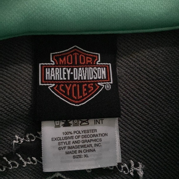 HARLEY DAVIDSON Gray Green Full Zip Logo Pullover in XL - Picture 7 of 11